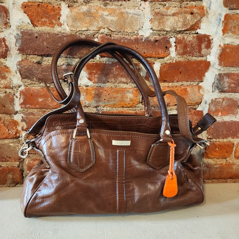 Cole Haan brown crocodile leather shoulder bag